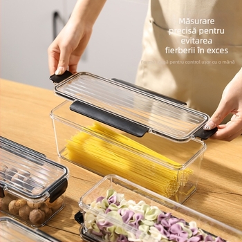 Cutie de depozitare pentru tăiței, plastic alimentar, pătrată, sigilată, capacitate 1–2 L