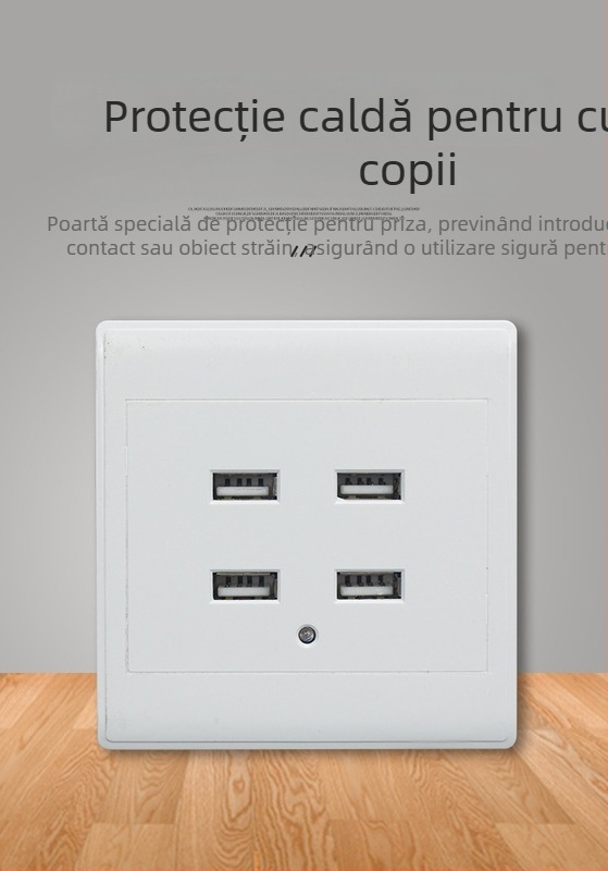 Priză USB tip panou 86, 2/4 pini, 100-250V, 1.5A, ieșire USB 5V, CCC certificat, carcasă PC