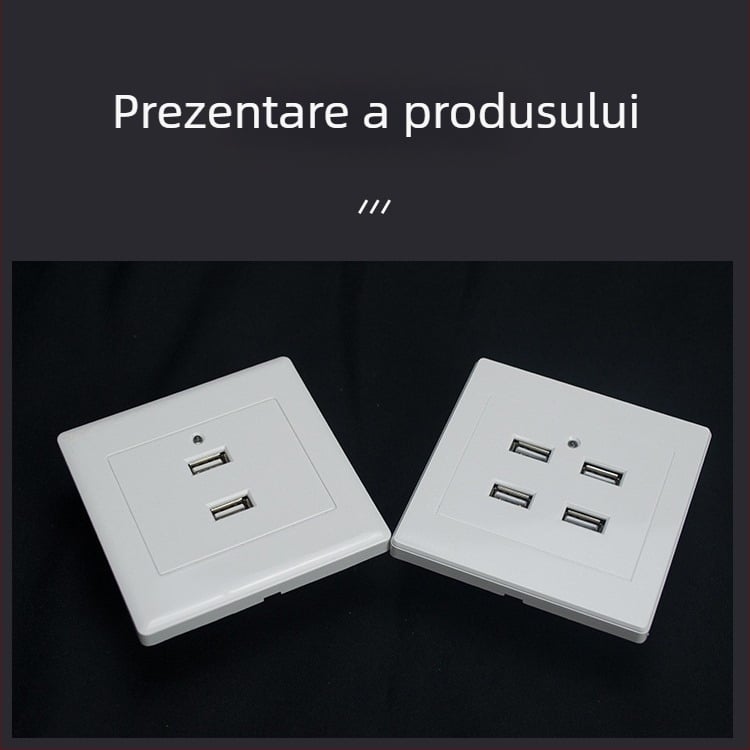 Priză USB tip panou 86, 2/4 pini, 100-250V, 1.5A, ieșire USB 5V, CCC certificat, carcasă PC