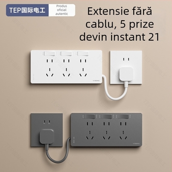 Priză de extindere tip 86 cu cablu de alimentare, montaj pe perete, 10A, 250V, contacte Tin Phosphor Bronze