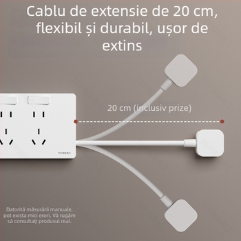 Priză de extindere tip 86 cu cablu de alimentare, montaj pe perete, 10A, 250V, contacte Tin Phosphor Bronze