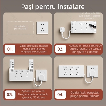 Priză de extindere tip 86 cu cablu de alimentare, montaj pe perete, 10A, 250V, contacte Tin Phosphor Bronze