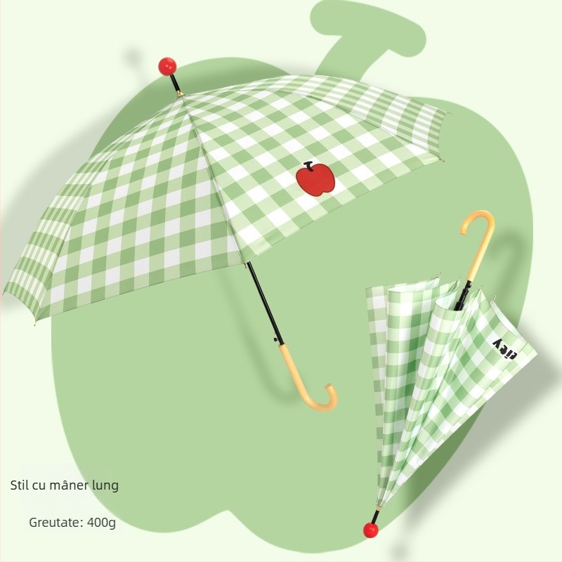 Umbrelă pentru două persoane, mâner lung din lemn, 16 brațe, cadru din fier, deschidere semi-automată, țesătură 190T
