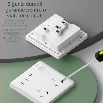 Panou întrerupător/priză de perete, 1-gang cu 8 găuri, tip 86, montaj pe perete, nou standard național, 10A, AC250V