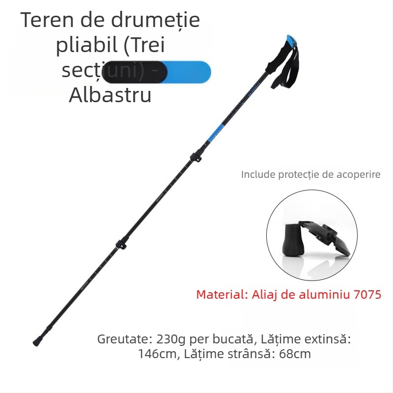 Baston de drumeție Hike Mount 8009 – aliaj de aluminiu 7075 ultra-ușor, închidere externă, greutate 270 g