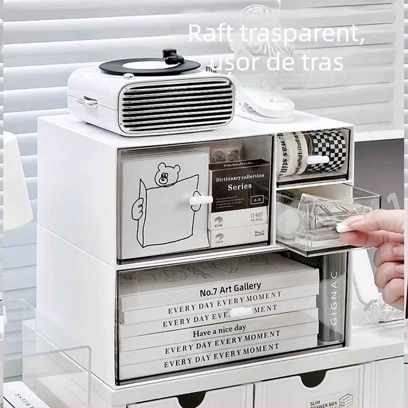 Cutie de depozitare pentru birou, model SND-8025, plastic PS, protecție împotriva prafului, capacitate 1 L