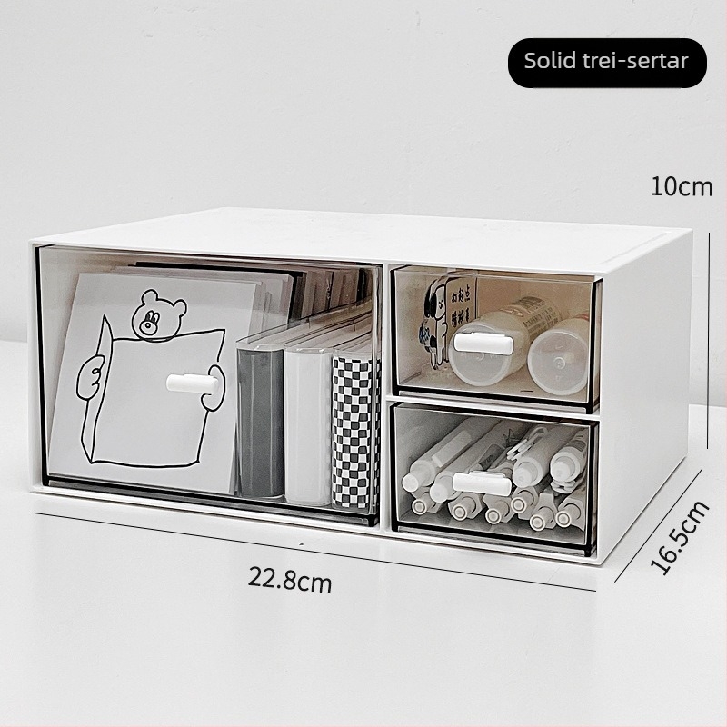 Cutie de depozitare pentru birou, model SND-8025, plastic PS, protecție împotriva prafului, capacitate 1 L