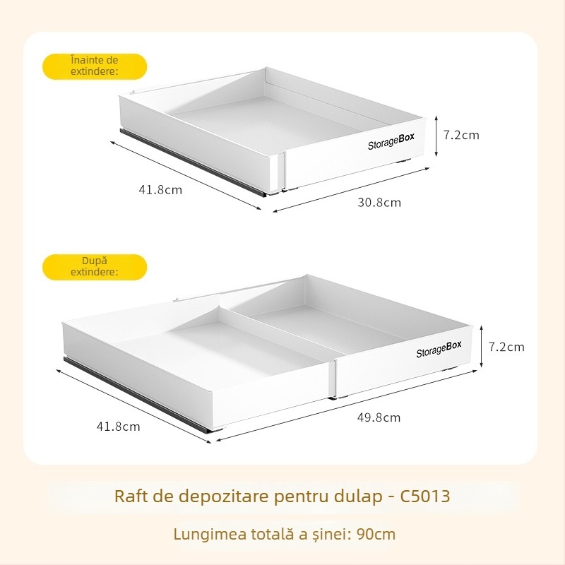 Cutie de depozitare pentru mobilier, Model 5010-5013, PS + șină decorativă din fier, 5–10 L, fără capac