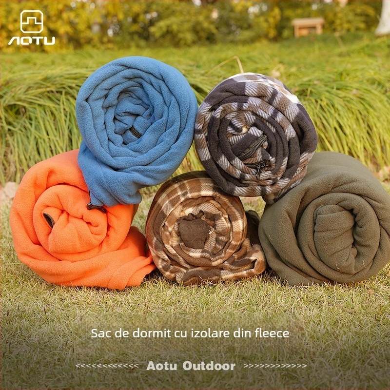 Sac de dormit din fleece pentru adulți, umplutură de fleece, căptușeală de fleece, țesătură din fleece, construcție tip plic, greutate 532 g