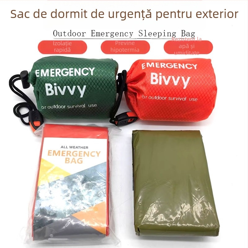 War Dragon Sac de dormit de urgență pentru camping – izolație din folie PE de aluminiu, multifuncțional pentru supraviețuire în aer liber