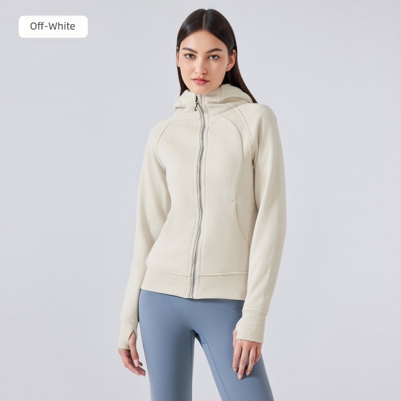 Jachetă sport pentru femei cu glugă, iarnă – țesătură din bumbac amestec, guler înalt, mâneci lungi, DJ028