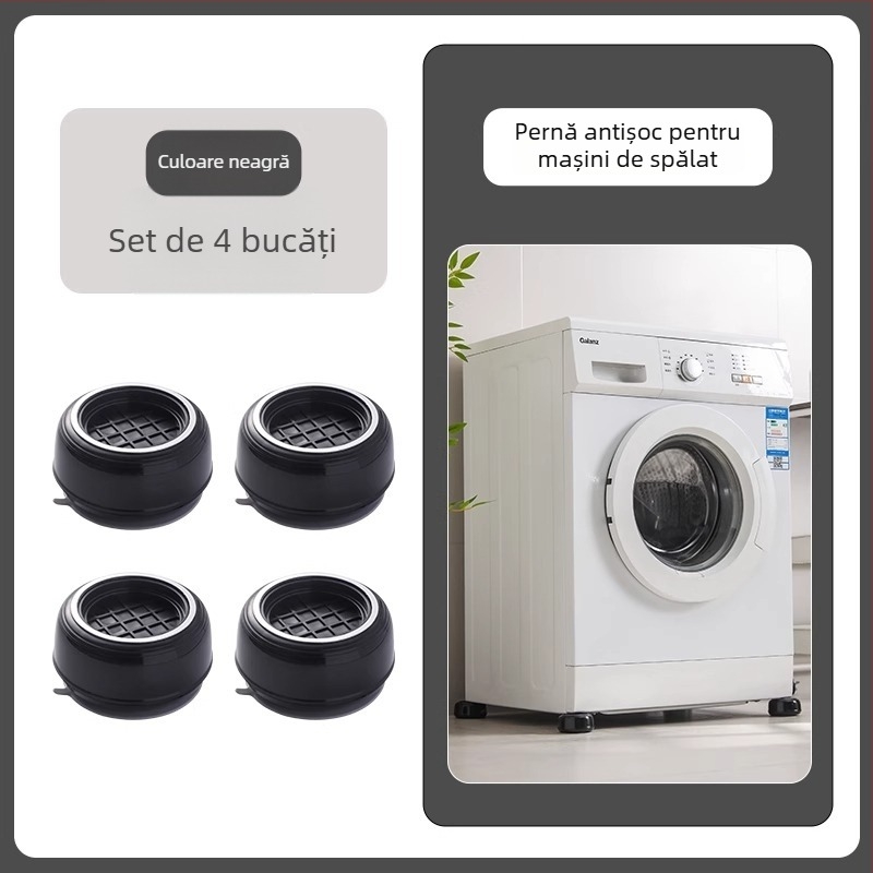 Picioare pentru mașina de spălat și bază | Suport universal fix cu braț tripod și tampon pentru tambur | Material: Plastic; Antiderapant; Mobil; Fără montaj