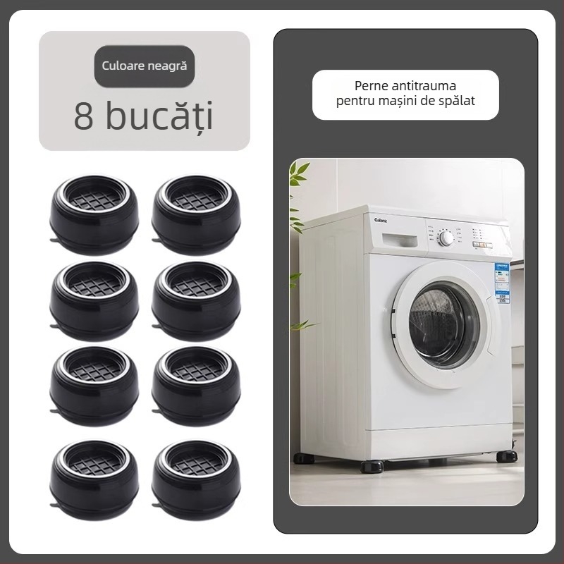 Picioare pentru mașina de spălat și bază | Suport universal fix cu braț tripod și tampon pentru tambur | Material: Plastic; Antiderapant; Mobil; Fără montaj