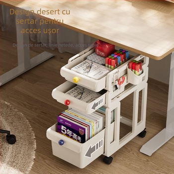 Carucior de depozitare mobil cu 3 etaje, cu sertare, pe roți, pentru casă și birou