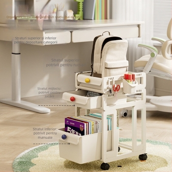 Carucior de depozitare mobil cu 3 etaje, cu sertare, pe roți, pentru casă și birou