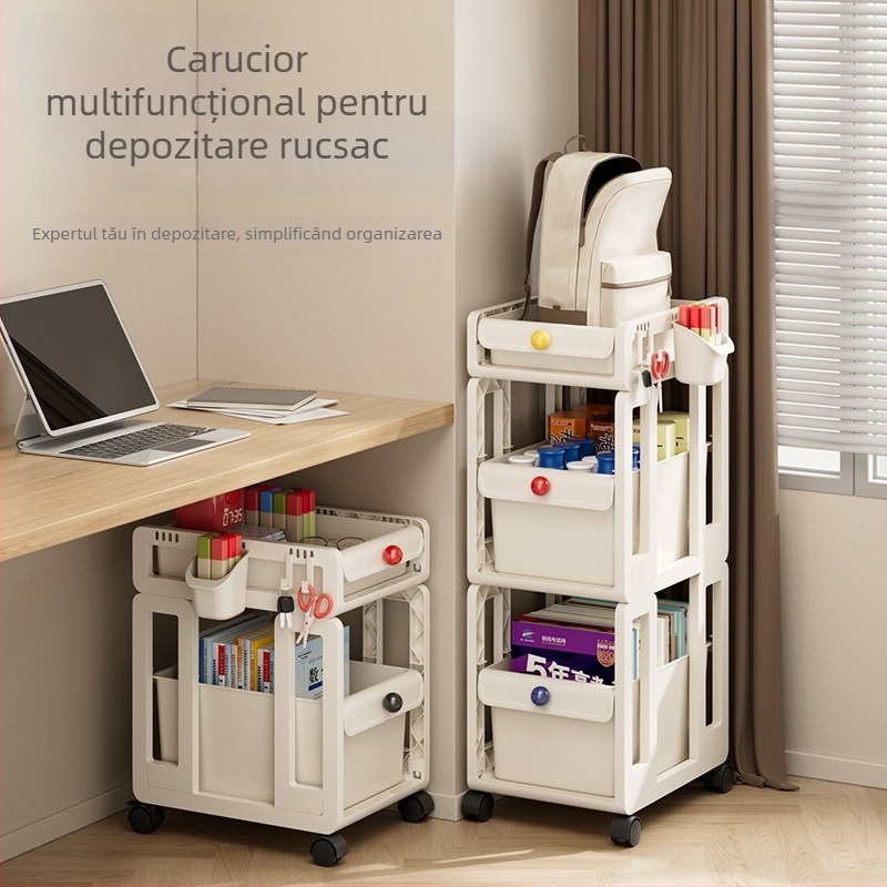 Carucior de depozitare mobil cu 3 etaje, cu sertare, pe roți, pentru casă și birou