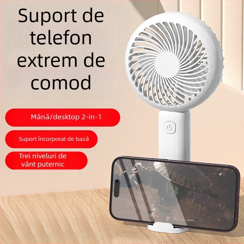 Ventilator portabil USB F1mini — silențios, 3 trepte de viteză, 3 palete, motor cu peri, baterie detașabilă 1000–1200 mAh