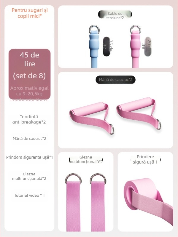 Set de corzi de rezistență pentru fitness acasă — antrenament umeri, spate și picioare, material TPR, model AH0700R2609