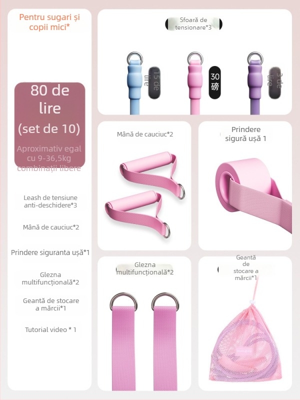 Set de corzi de rezistență pentru fitness acasă — antrenament umeri, spate și picioare, material TPR, model AH0700R2609