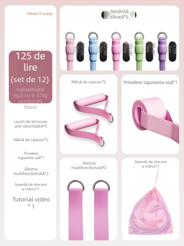 Set de corzi de rezistență pentru fitness acasă — antrenament umeri, spate și picioare, material TPR, model AH0700R2609