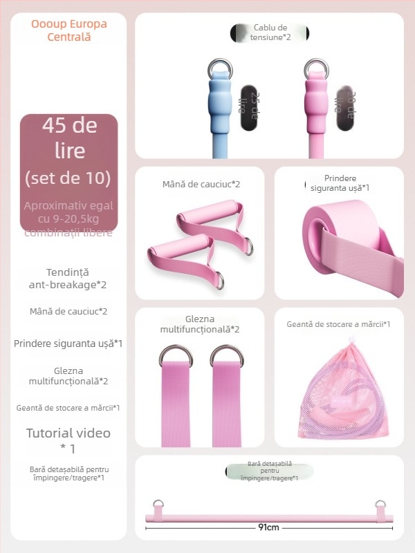 Set de corzi de rezistență pentru fitness acasă — antrenament umeri, spate și picioare, material TPR, model AH0700R2609