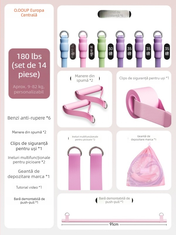 Set de corzi de rezistență pentru fitness acasă — antrenament umeri, spate și picioare, material TPR, model AH0700R2609