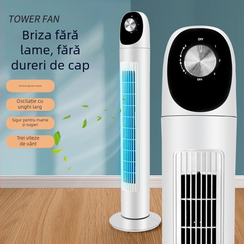 Ventilator turn Xianke fără palete, telecomandă, aer natural, 3 viteze, 45W, 220V 50Hz