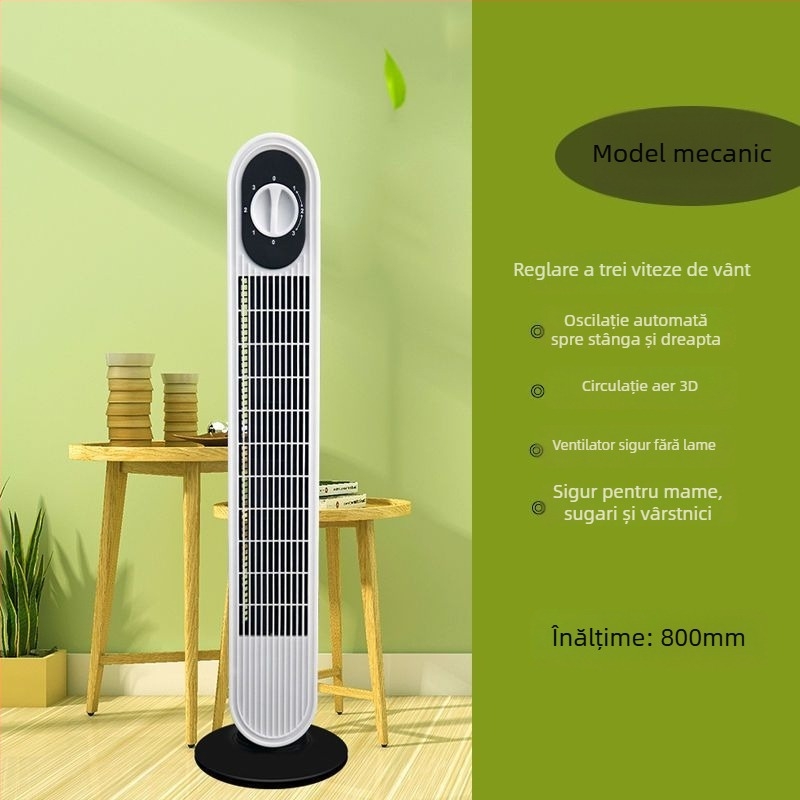 Ventilator turn Xianke fără palete, telecomandă, aer natural, 3 viteze, 45W, 220V 50Hz