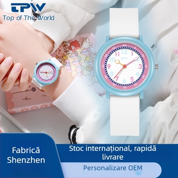 Ceas analog quartz cu cadran luminos, curea din silicon, carcasă din aliaj, coroană în formă de ceapă.