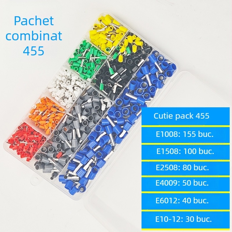 Terminal crimpat Weilian, de tip tubular european, izolație preizolată, ambalat într-un kit în cutie