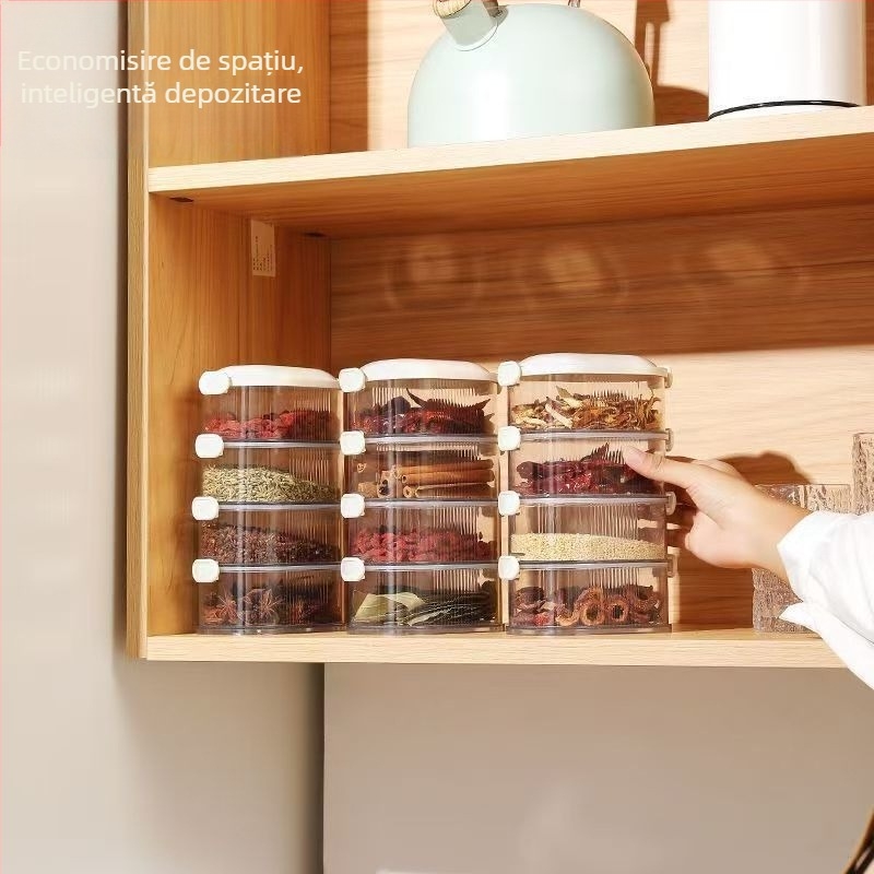 Cutie de depozitare a condimentelor - recipient etanș pentru condimente, stil modern minimalist, model Seasoning Storage (SKU 32312)