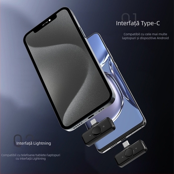 Microfon lavalier Q9 fără fir pentru streaming live și înregistrare video pe mobil — Bluetooth 5.3, 20Hz–20kHz, SNR ≥60dB, durata bateriei 6–8h