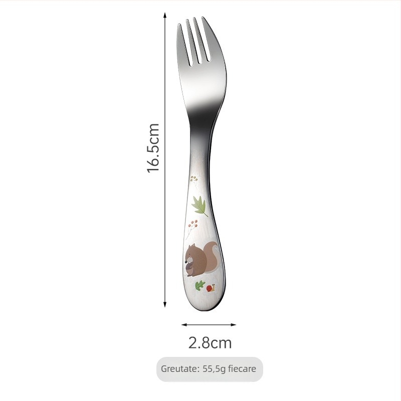 Set tacâmuri pentru copii — oțel inoxidabil 304, model desen animat, finisaj oglindit, potrivit pentru copii