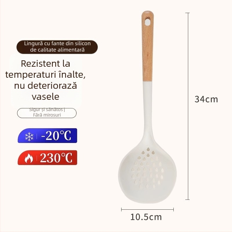 Set spatule din silicon cu mâner din lemn, rezistent la temperaturi înalte, antiaderent