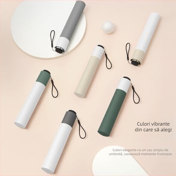 Umbrelă de soare ultraușoară, cu 6 spițe, tijă din aluminiu, țesătură poliester 210T, deschidere și închidere manuală, protecție UV UPF > 50