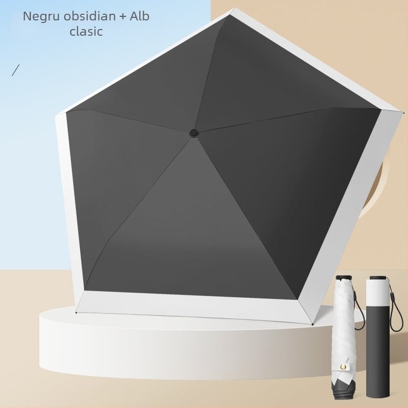 Umbrelă de soare ultraușoară, cu 6 spițe, tijă din aluminiu, țesătură poliester 210T, deschidere și închidere manuală, protecție UV UPF > 50