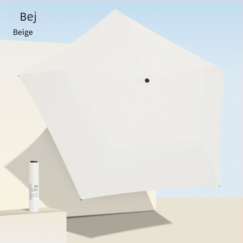 Umbrelă de soare ultraușoară, cu 6 spițe, tijă din aluminiu, țesătură poliester 210T, deschidere și închidere manuală, protecție UV UPF > 50