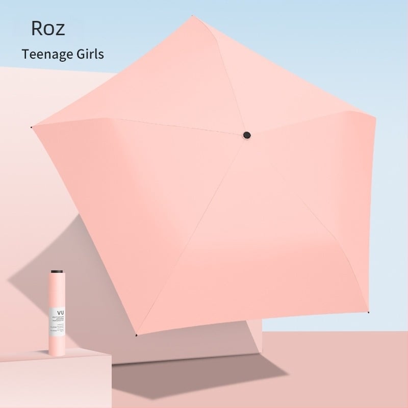 Umbrelă de soare ultraușoară, cu 6 spițe, tijă din aluminiu, țesătură poliester 210T, deschidere și închidere manuală, protecție UV UPF > 50