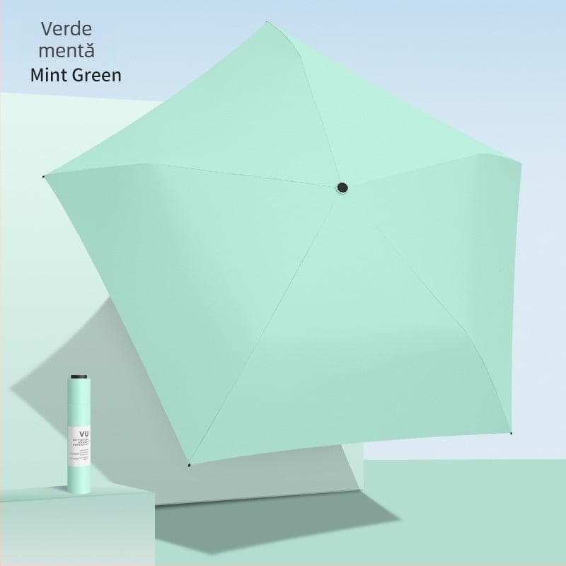 Umbrelă de soare ultraușoară, cu 6 spițe, tijă din aluminiu, țesătură poliester 210T, deschidere și închidere manuală, protecție UV UPF > 50