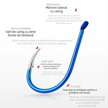 Romano cârlig cu sfoară Nr. 6, cu barbă, pescuit marin din barcă