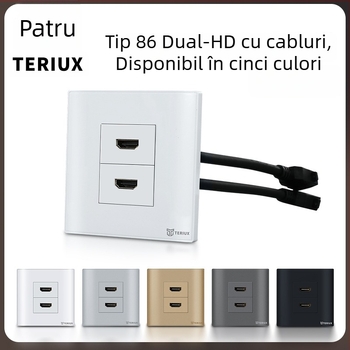 Priză HDMI Tip 86 pentru montaj în perete, 4K HDMI, port dual