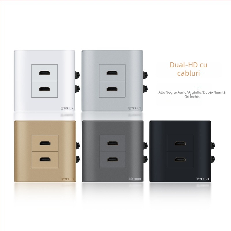 Priză HDMI Tip 86 pentru montaj în perete, 4K HDMI, port dual