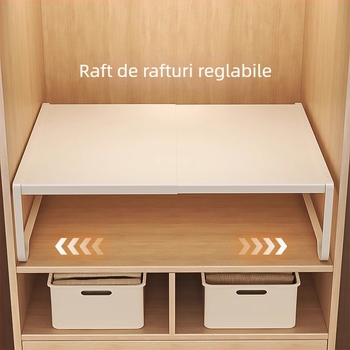 Raft de garderobă compartimentat pentru depozitare, din oțel-carbon, montaj fără găuri, stil modern minimalist, 1 nivel