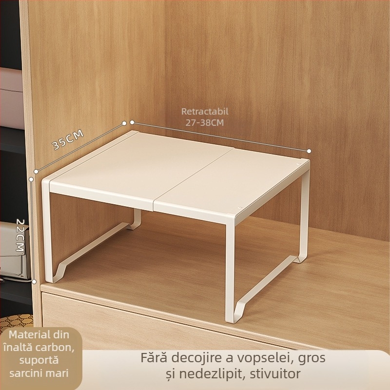 Raft de garderobă compartimentat pentru depozitare, din oțel-carbon, montaj fără găuri, stil modern minimalist, 1 nivel
