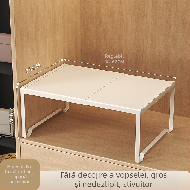 Raft de garderobă compartimentat pentru depozitare, din oțel-carbon, montaj fără găuri, stil modern minimalist, 1 nivel