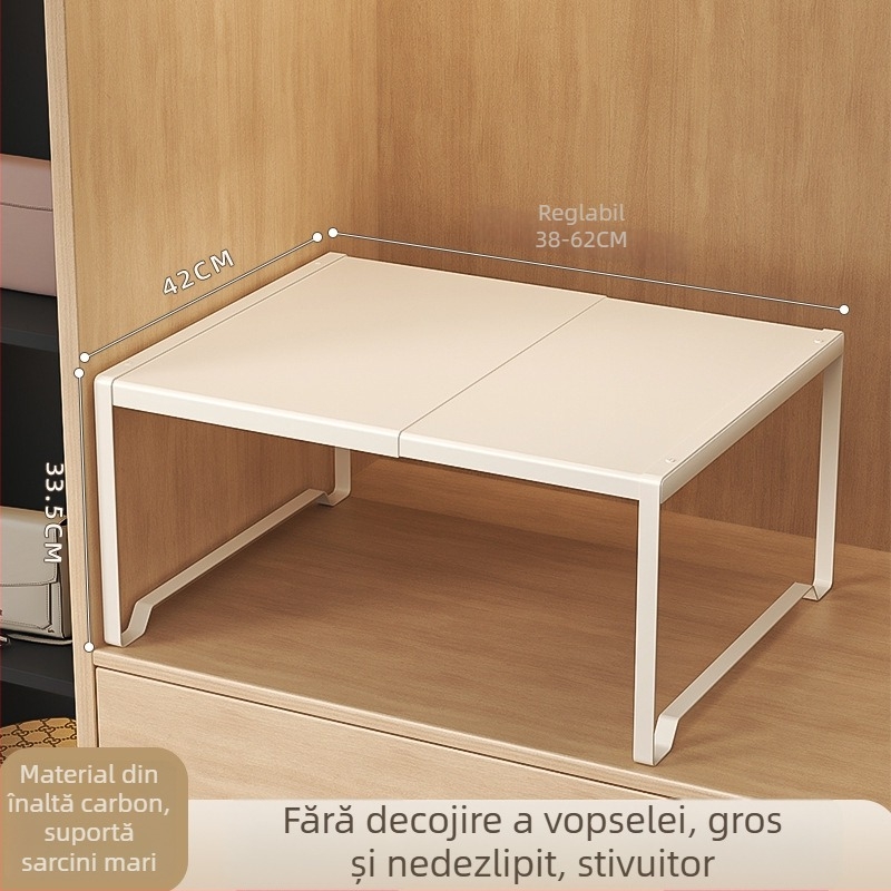 Raft de garderobă compartimentat pentru depozitare, din oțel-carbon, montaj fără găuri, stil modern minimalist, 1 nivel