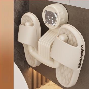 Raft pentru papuci de baie, cu ventuză, montat pe perete, din plastic, 1 nivel, stil modern minimalist pentru baie