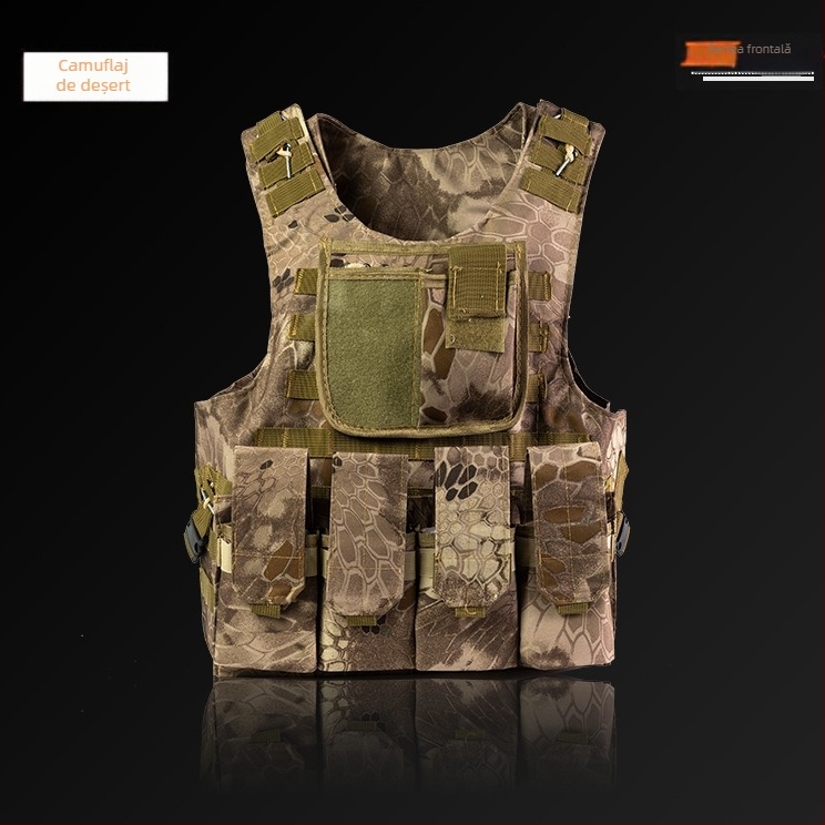 Vesta balistică tactică cu design camuflaj, rezistentă la înțepături, eliberare rapidă prin sârmă de oțel, amfibie și armură ușoară cu trei niveluri