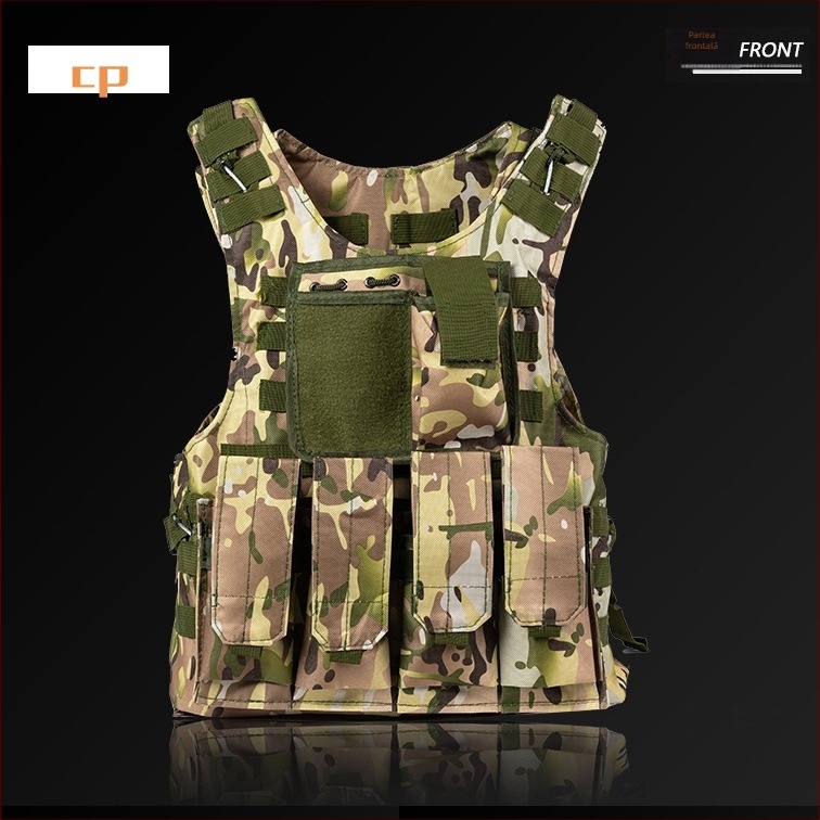 Vesta balistică tactică cu design camuflaj, rezistentă la înțepături, eliberare rapidă prin sârmă de oțel, amfibie și armură ușoară cu trei niveluri