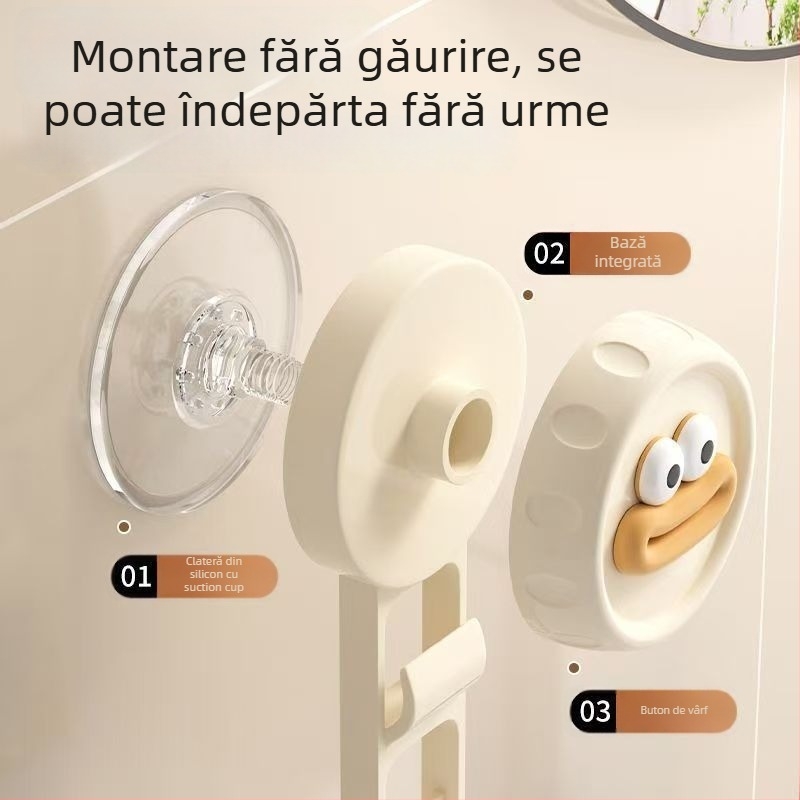 Organizator de bucătărie montat pe perete pentru ceapă, ghimbir și usturoi – Plastic, ventuză, fără găuri